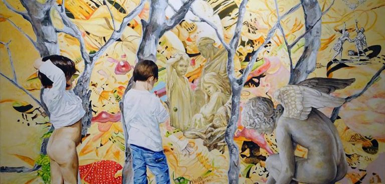 Manolis Anastasakos: from the series Personhood The presence of the absence love 200x150cm Acrylic and oil on Canvas