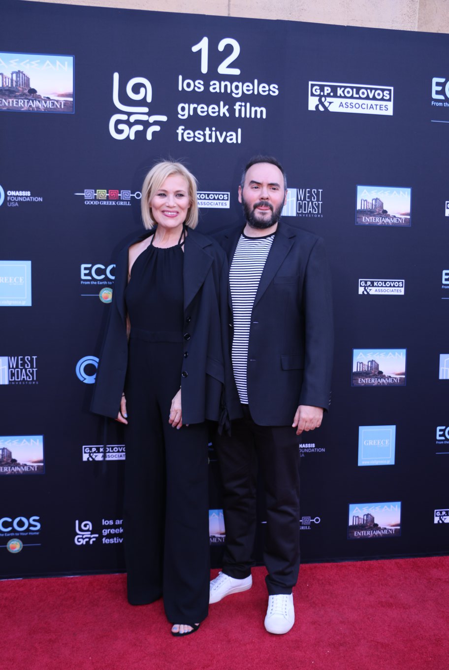 Η Κωνσταντίνα Μιχαήλ μαζί με τον Βασίλη Χριστοφυλάκη στην προβολή της ταινίας "Too Much Info Clouding Over My Head" στο Λος Άντζελες τον Ιούνιο του 2018.